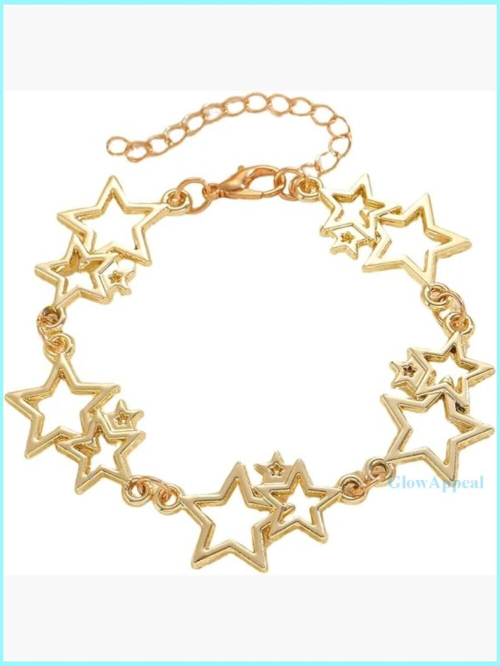 Imitation Pearl Beaded Star Charm Bracelet Silver Plated Chain Y2K Grunge